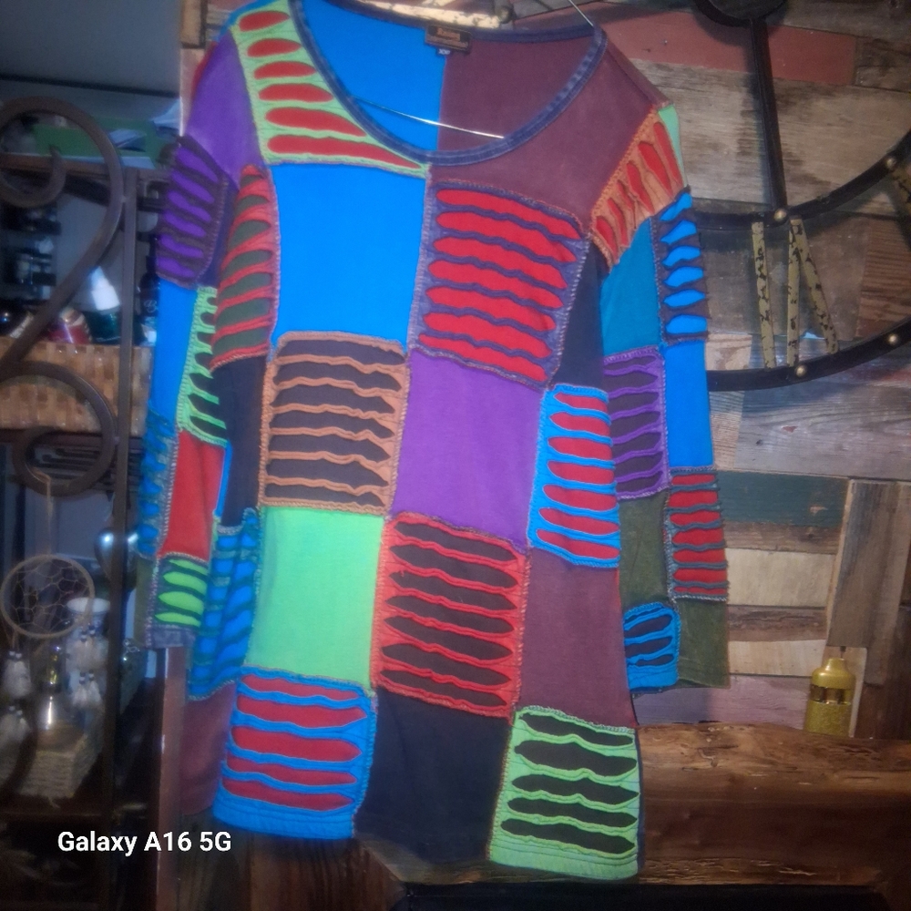 Colorful Patchwork Long Sleeve Top